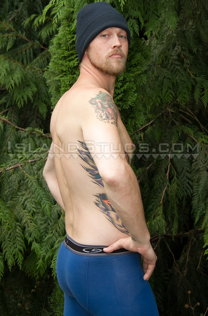 IslandStuds Clyde straight blue collar ginger hair red head big white ass huge thick long cock naked stud jerking cumload outdoor wank 003 gay porn tube star gallery video photo - Red headed young stud Clyde jerks his huge dick till a huge jizz explosion